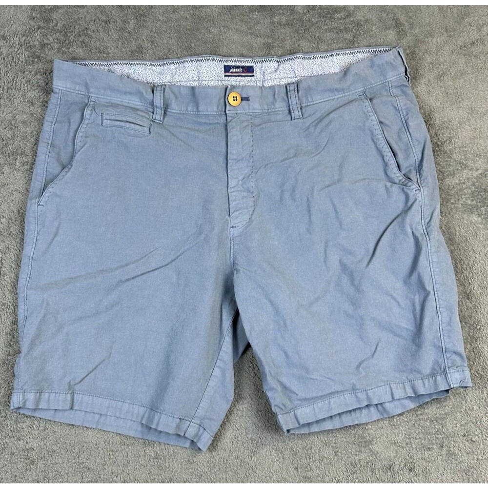 Johnnie-O Shorts Mens 36 White Casual Chino Flat Front Blue Embroidered Logo